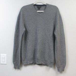 LXRI 100% Cashmere V-Neck Men's Sweater Light Charcoal Size Large